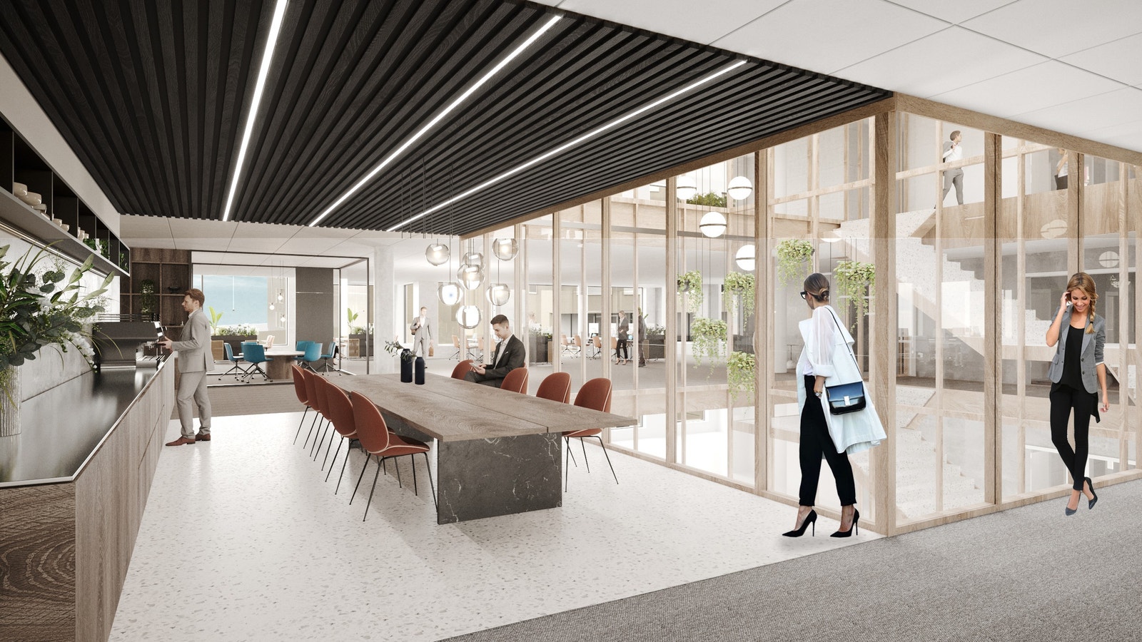Illustrasjon av sosial sone og atrium Galleribilde