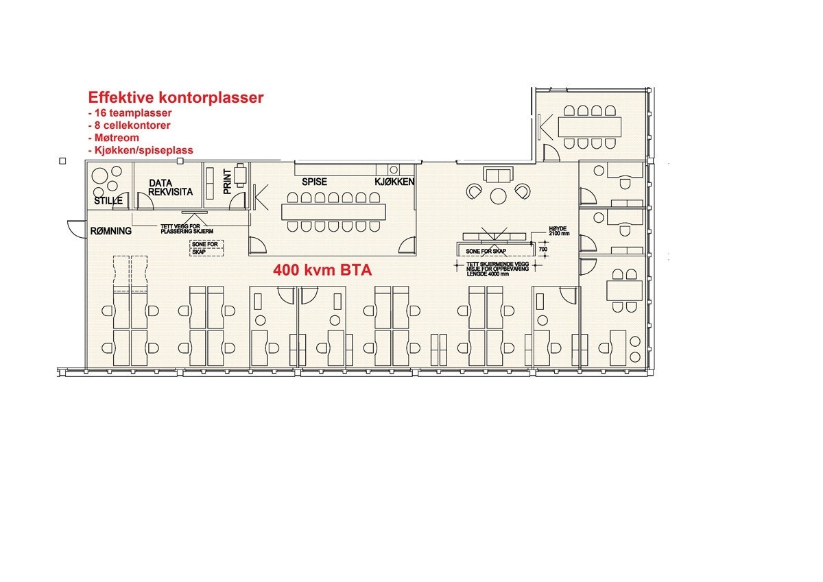 Eksempel på planløsning 24 arbeidsplasser Galleribilde