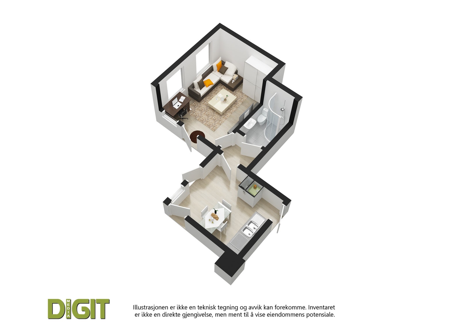 HYBELLEILIGHET 2. - PLANTEGING Galleribilde