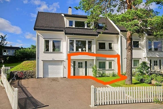 1 etasje som avmerket. Felles hoveddør med huseier (m.kodelås) Galleribilde