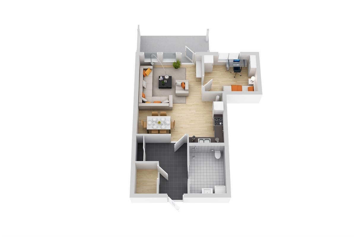 Planløsning leilighet nr. 14, 17 og 20 - 65 kvm. Galleribilde