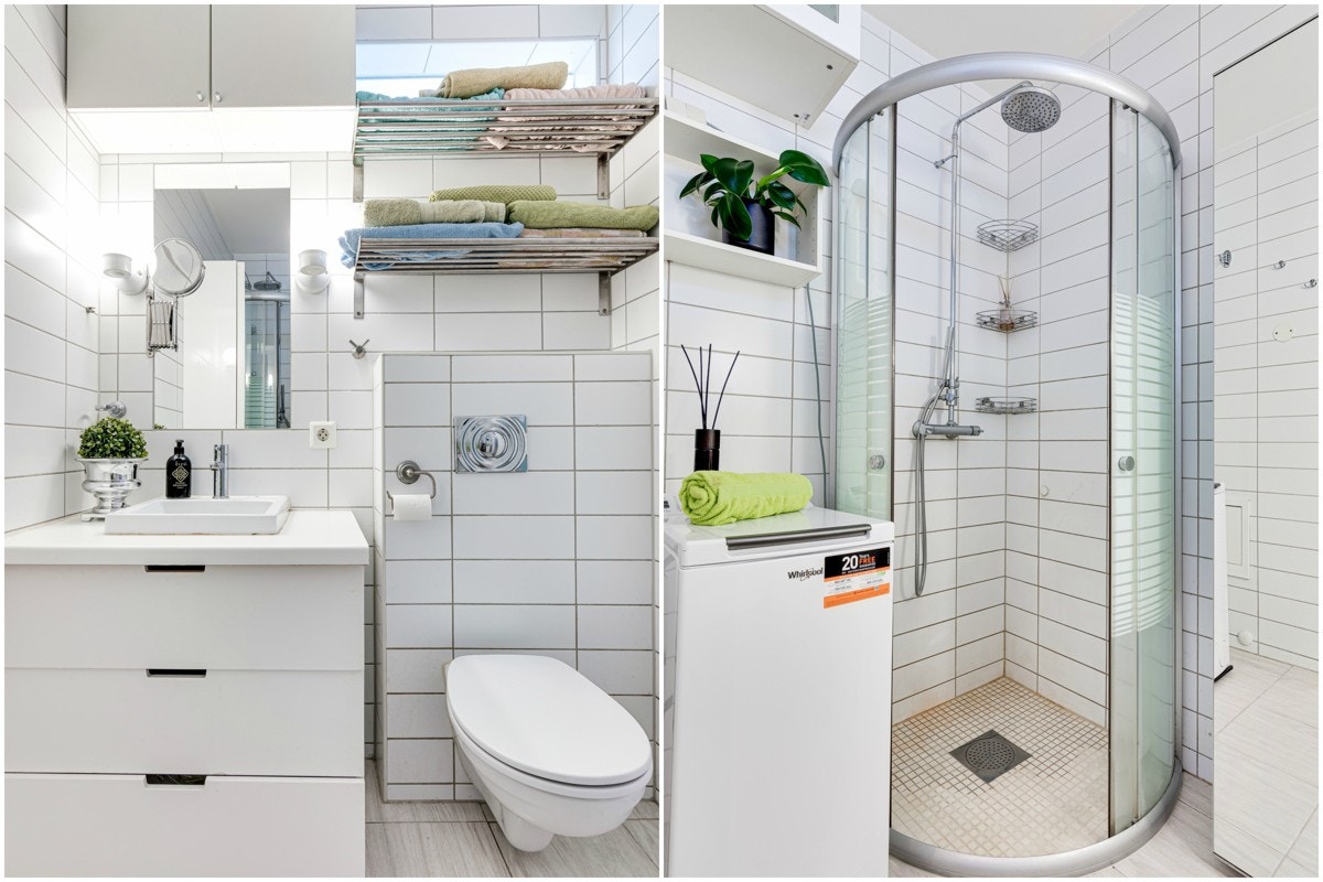 Dusjhjørne med dusjdører i glass - Regnfallsdusj og hånndusj Galleribilde