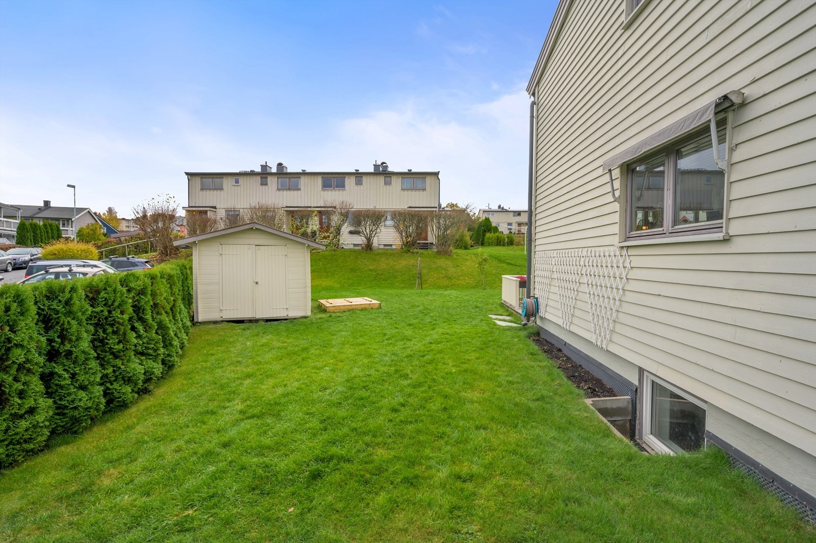 Man har sine fordeler ved å bo i et enderekkehus. Galleribilde