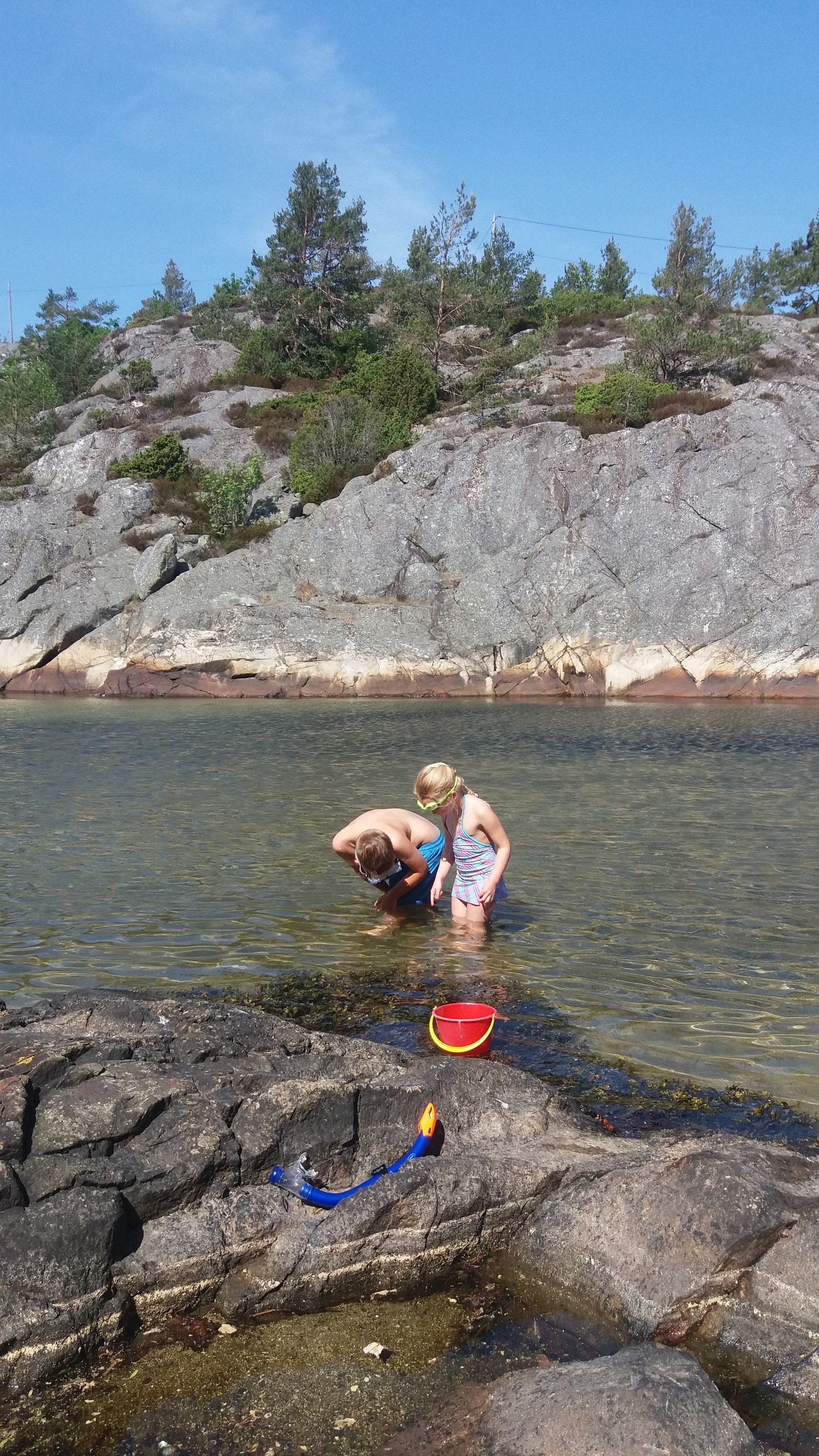 Fin badestrand ved båthavna i vrangsund. Galleribilde