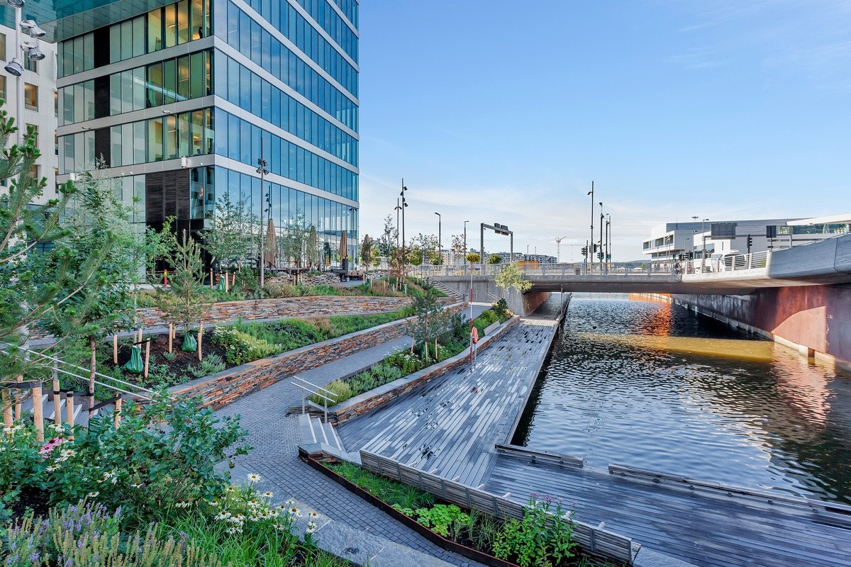 Akersallmenningen renner ut rett nedenfor boligen. Området er svært representativt opparbeidet. Galleribilde