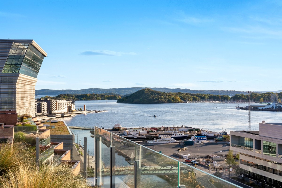 Utsikt fra felles takterrasse. Galleribilde