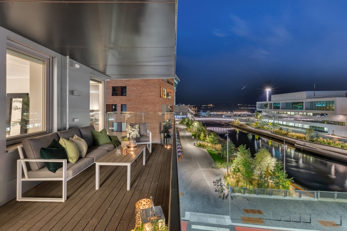 Den største leiligheten er på 129 kvm BRA med 16 kvm sydvestvendt balkong. Galleribilde