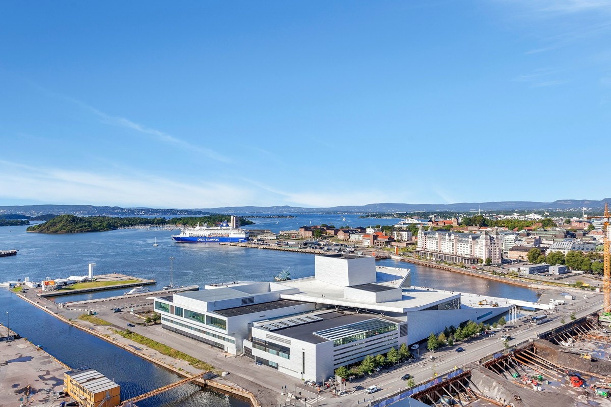 Utsikt fra felles takterrasse. Galleribilde