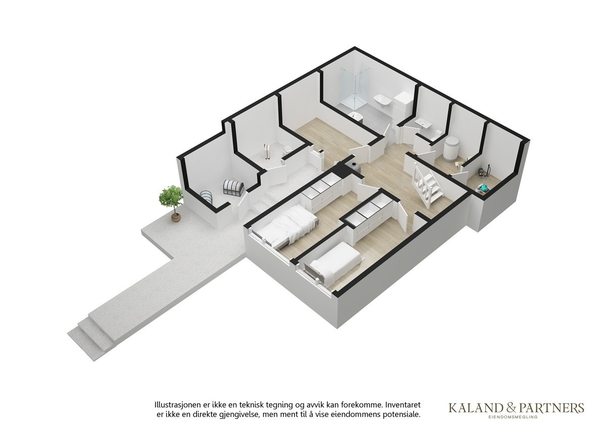 Plantegning 1. etasje - 3D Galleribilde