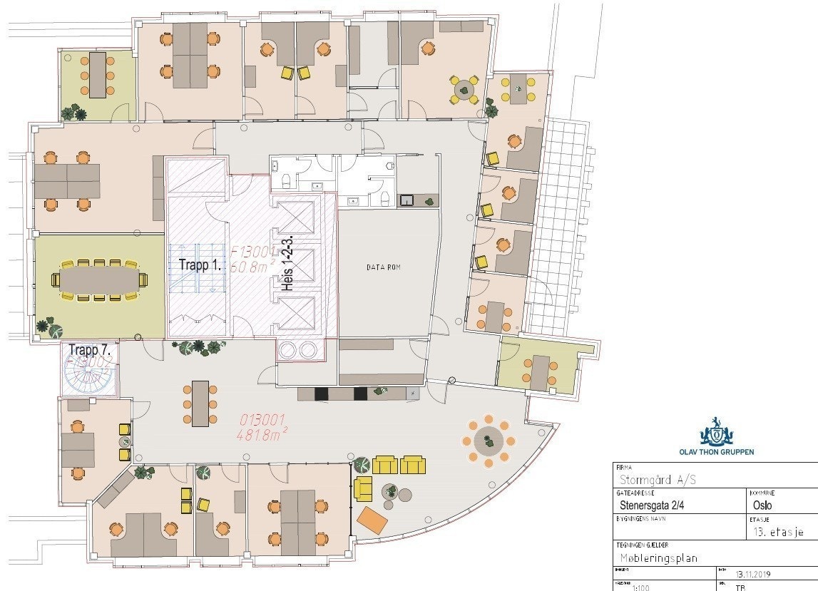 Plantegning med forslag til møblering Galleribilde