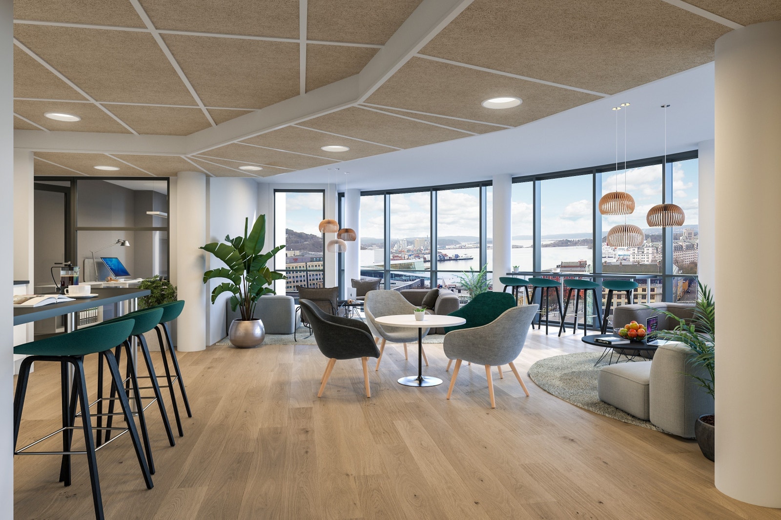 Illustrasjon mulig løsning i del av lokalet 13. etasje. Galleribilde