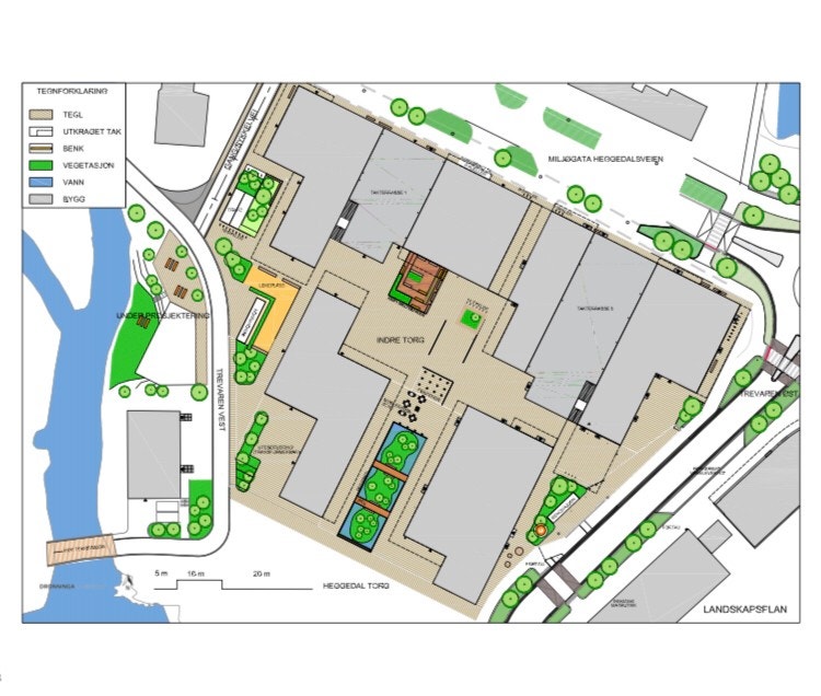 Heggedal Torg i kartform. Galleribilde