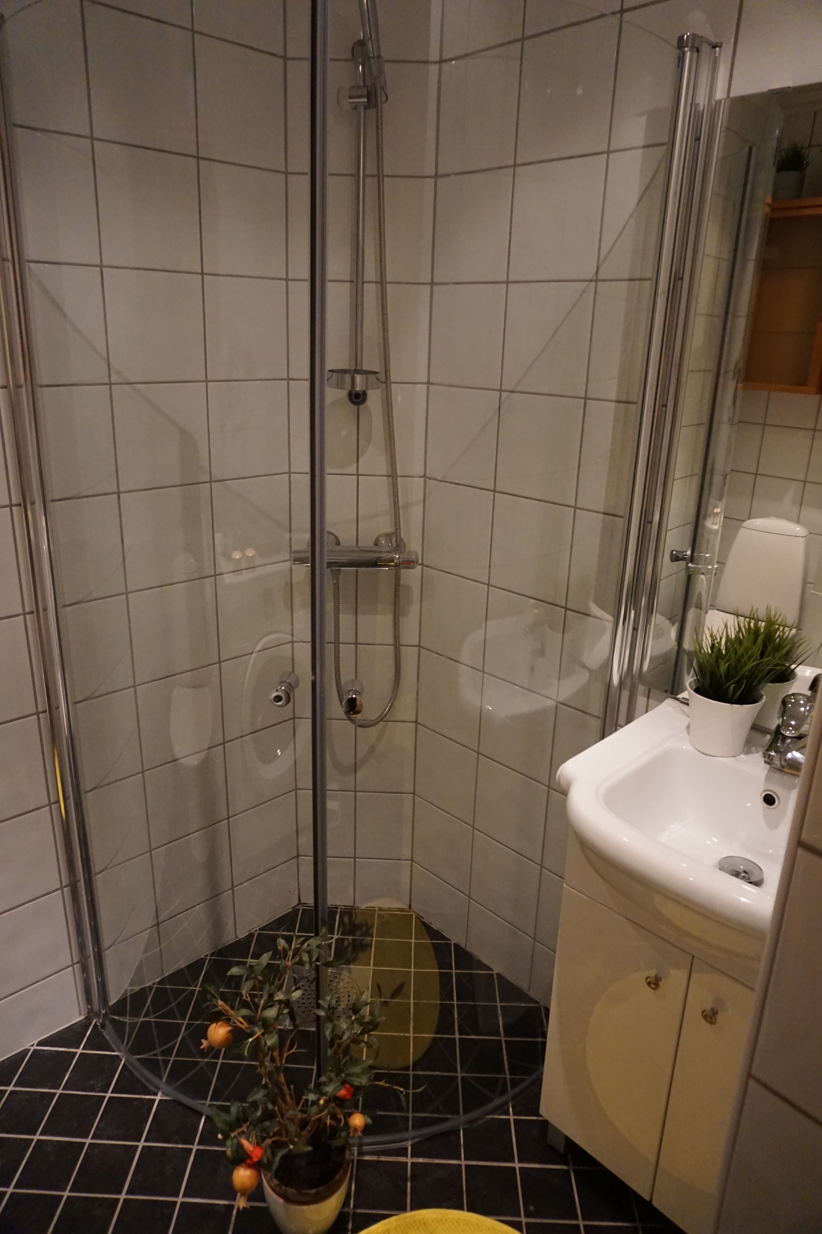 Lekkert nyere utstyr til dusj. Helfliset bad. Vifte. Galleribilde