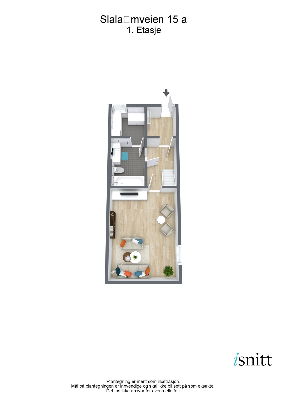 Plantegning 1.etg 3D Galleribilde