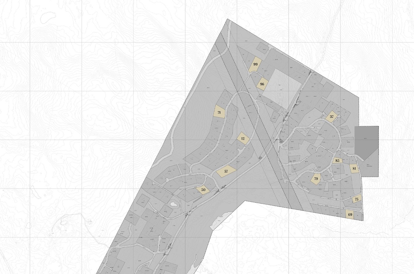 Tomtekart som viser Blånes hytter Galleribilde