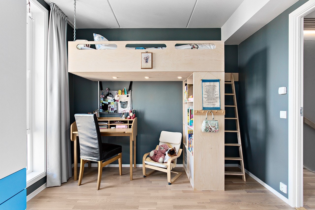 Det er laget for å kunne deles med skyvedørvegg dersom man vil etablere et ekstra soverom. Galleribilde