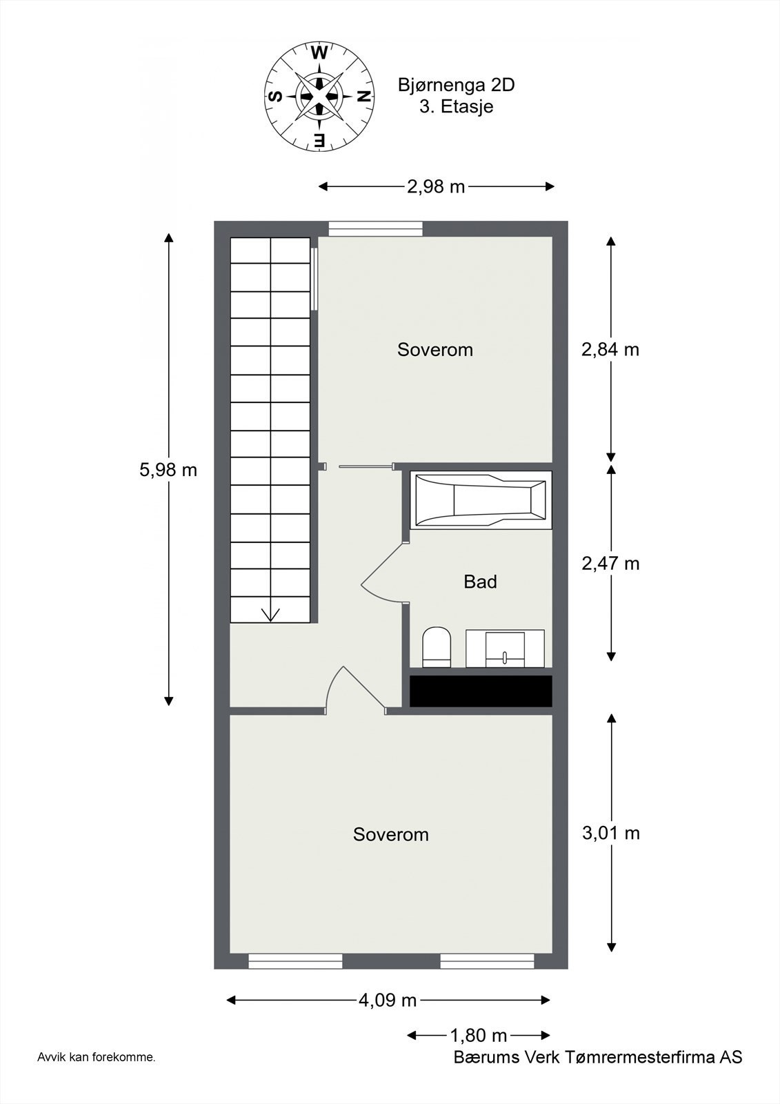 3. etasje har to gode soverom og et tiltalende flislagt bad. Galleribilde