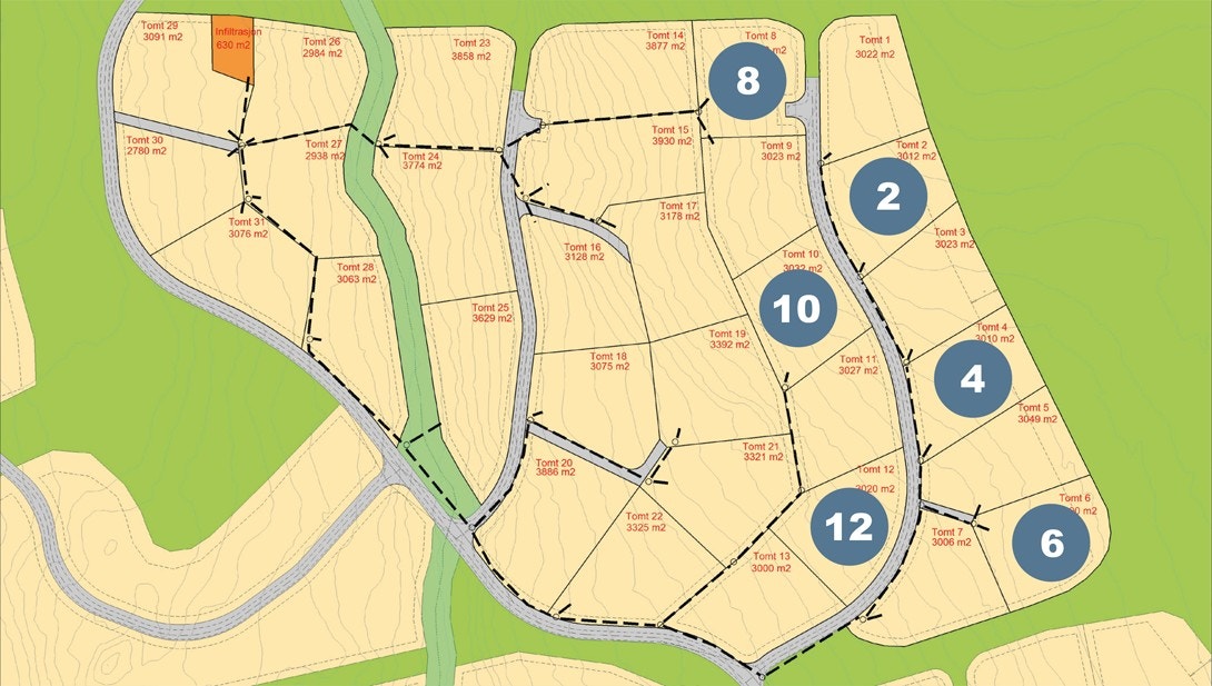 Tomtekart hvor Blånes hyttetomter er avmerket Galleribilde