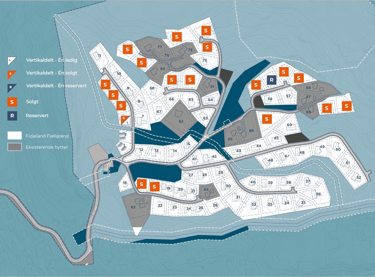 Oversikt over hvilke tomter som er solgt og ledige Galleribilde