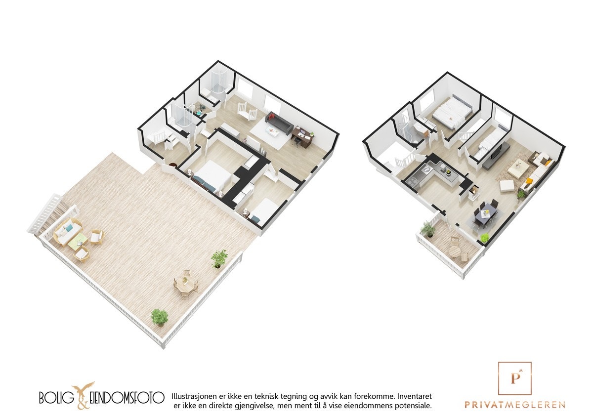 Plantegning begge etasjer. Galleribilde