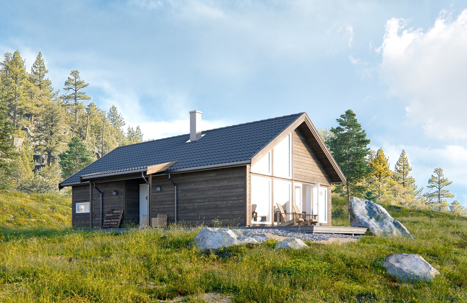 Innholdsrik og moderne hytte med utvendig bod. Galleribilde
