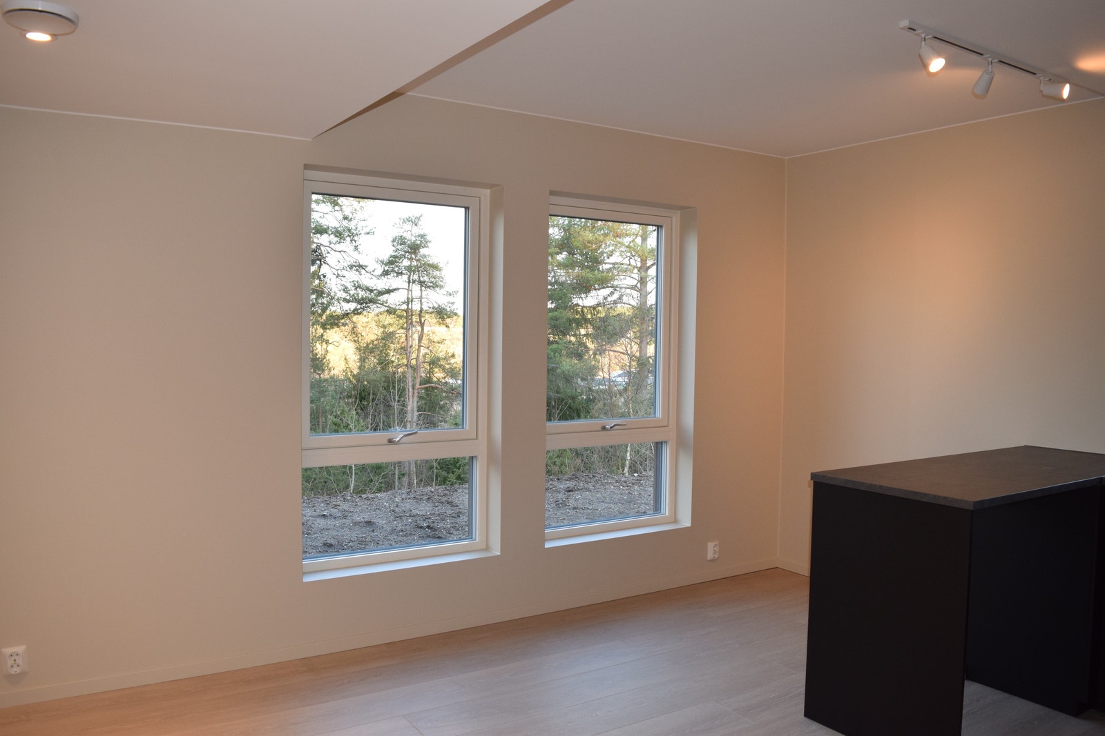 Stue med store vindusflater Galleribilde