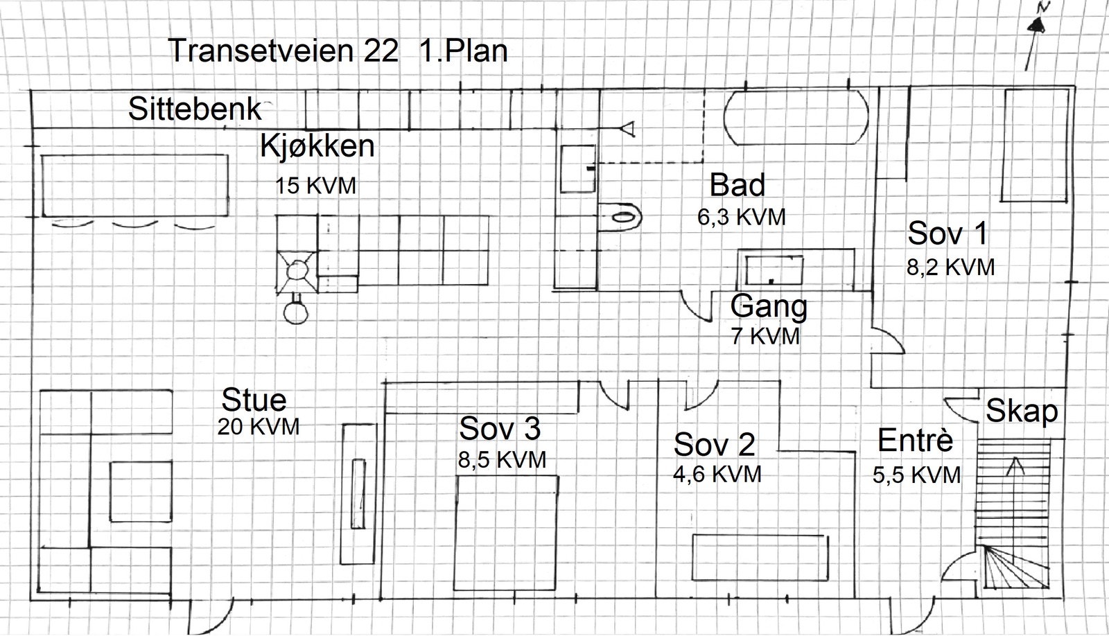 Plantegning 1. etasje Galleribilde