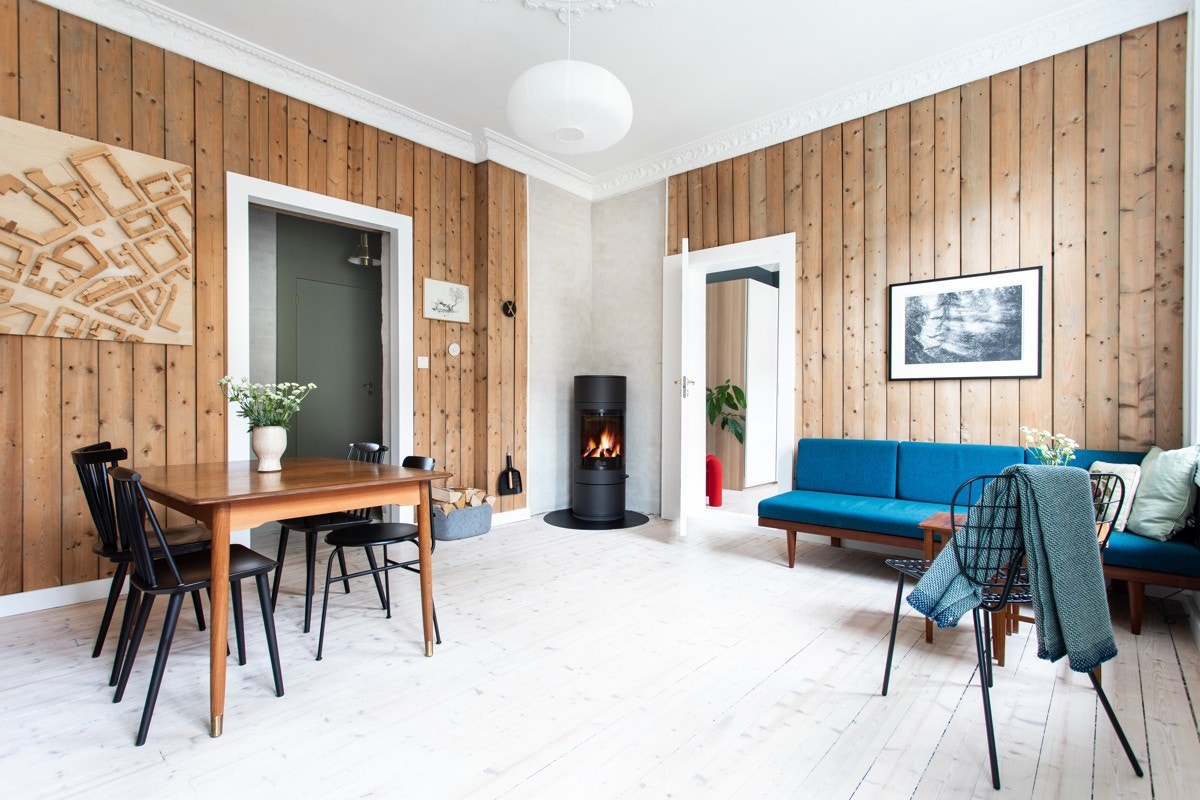 Eksponert originalt rupanel i stue og soverom. Galleribilde