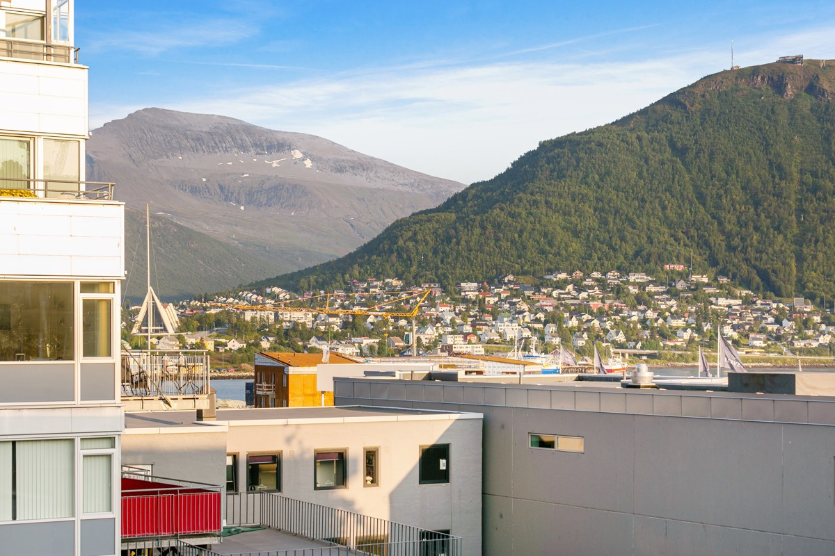 Utsikt fra veranda på sommer