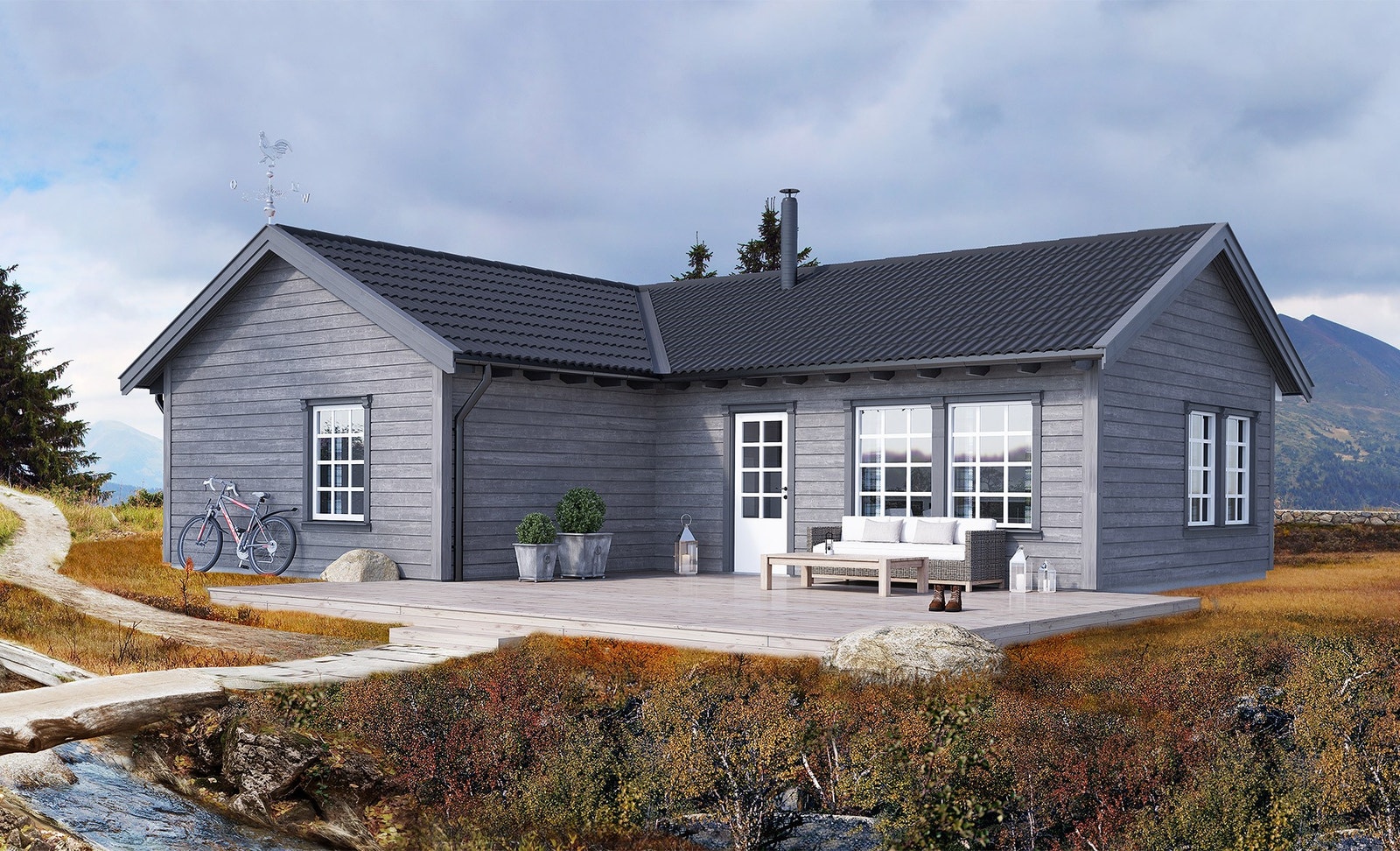 Illustrasjon av hytta Rondane.Avvik vil forekomme. Pris kr 2.125.000,- Galleribilde