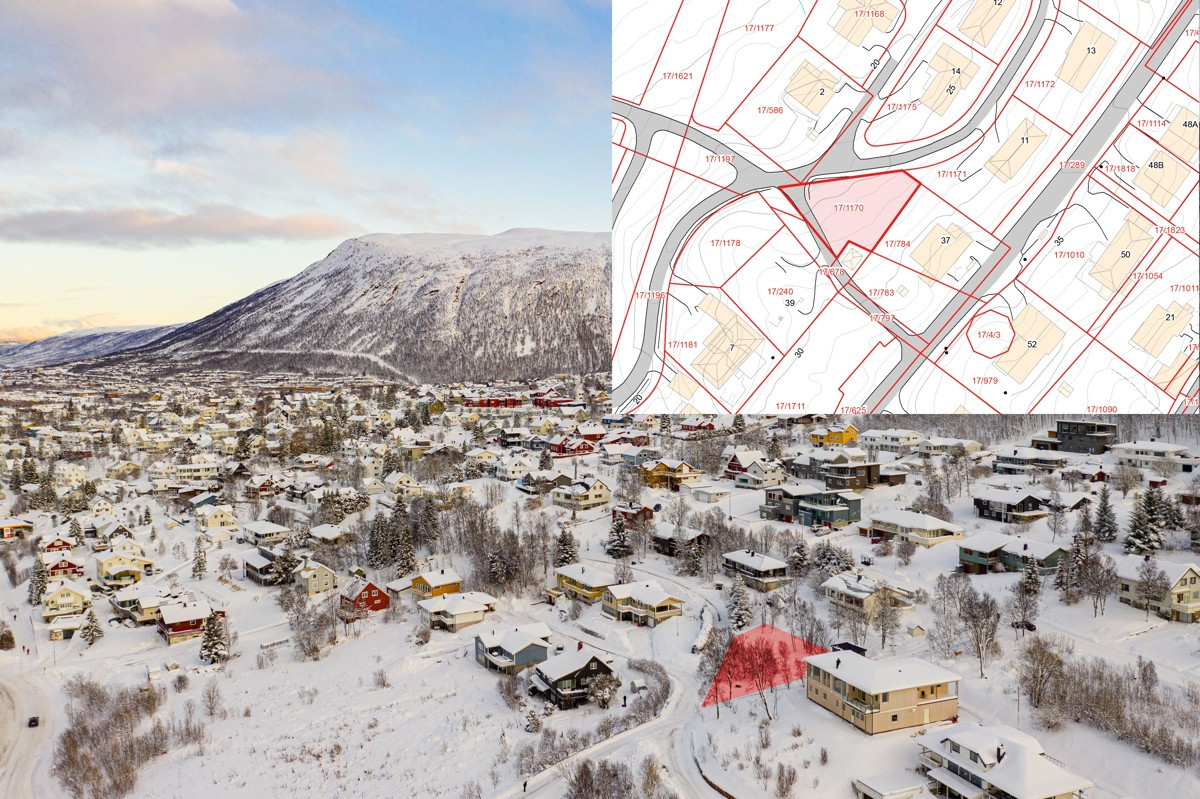 Omtrentlig markering av tomten. Se matrikkelkart for eksakt tomtegrense.