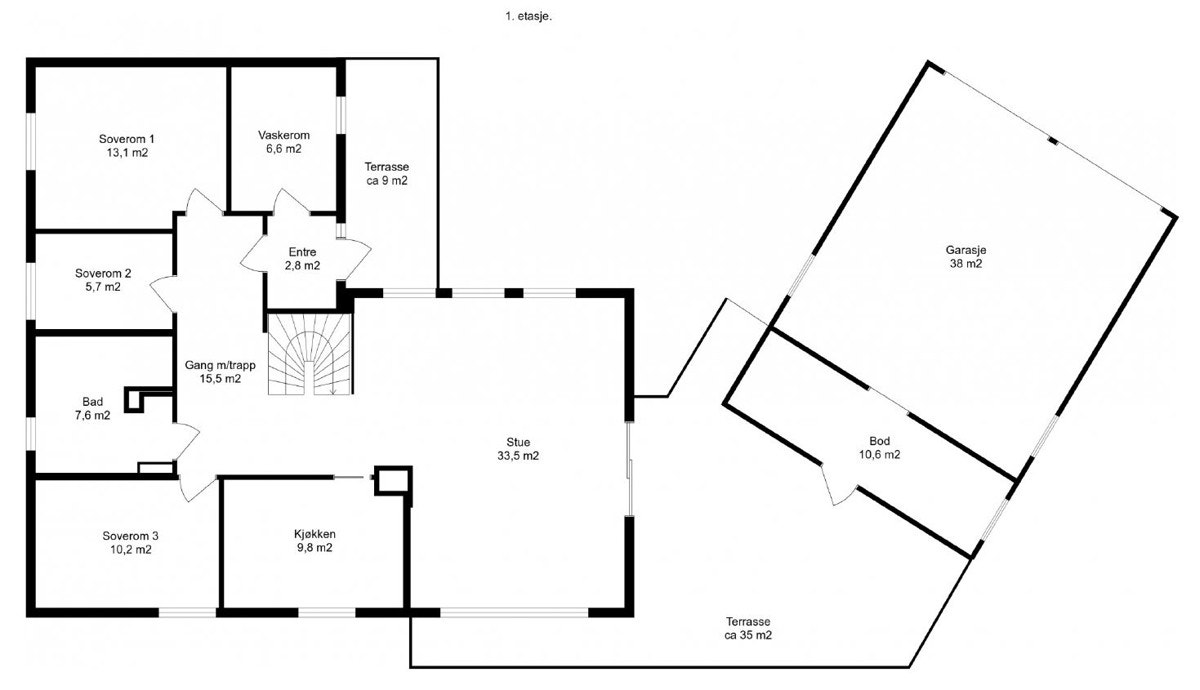 Planskisse av boligens 1. etasje Galleribilde