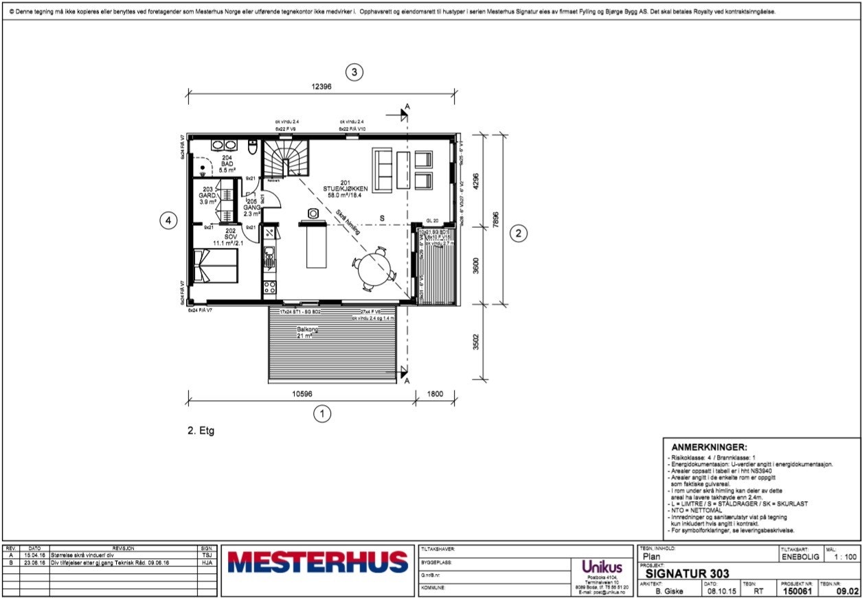 Plan 2 etg Signatur 303. Galleribilde