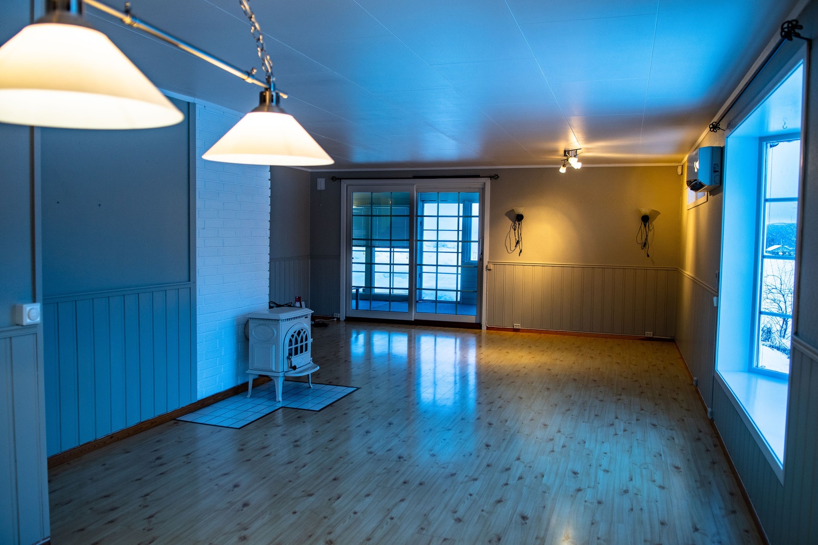 Stue, med vinterhage utenfor Galleribilde