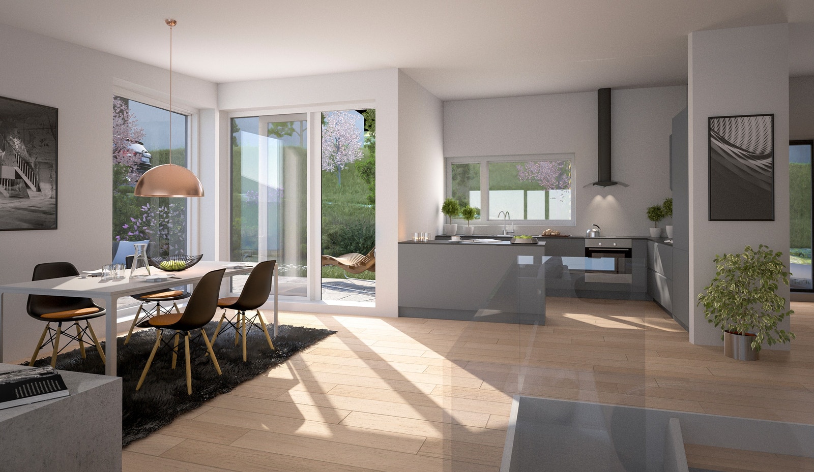 3D illustrasjon av interiør Galleribilde