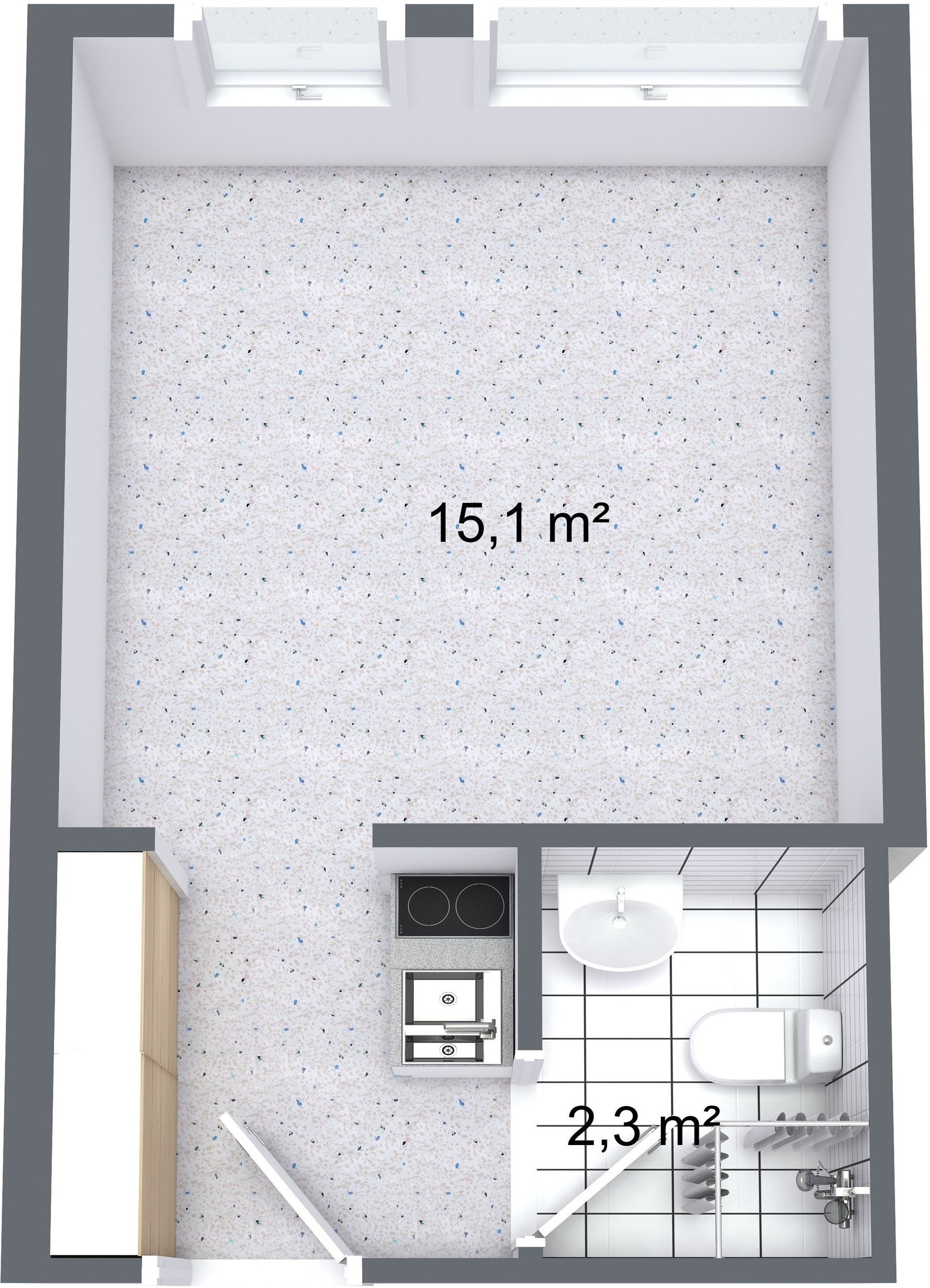 Obs! Plantegning kan variere iht. plassering av bad/kjøkken speilvendt Galleribilde