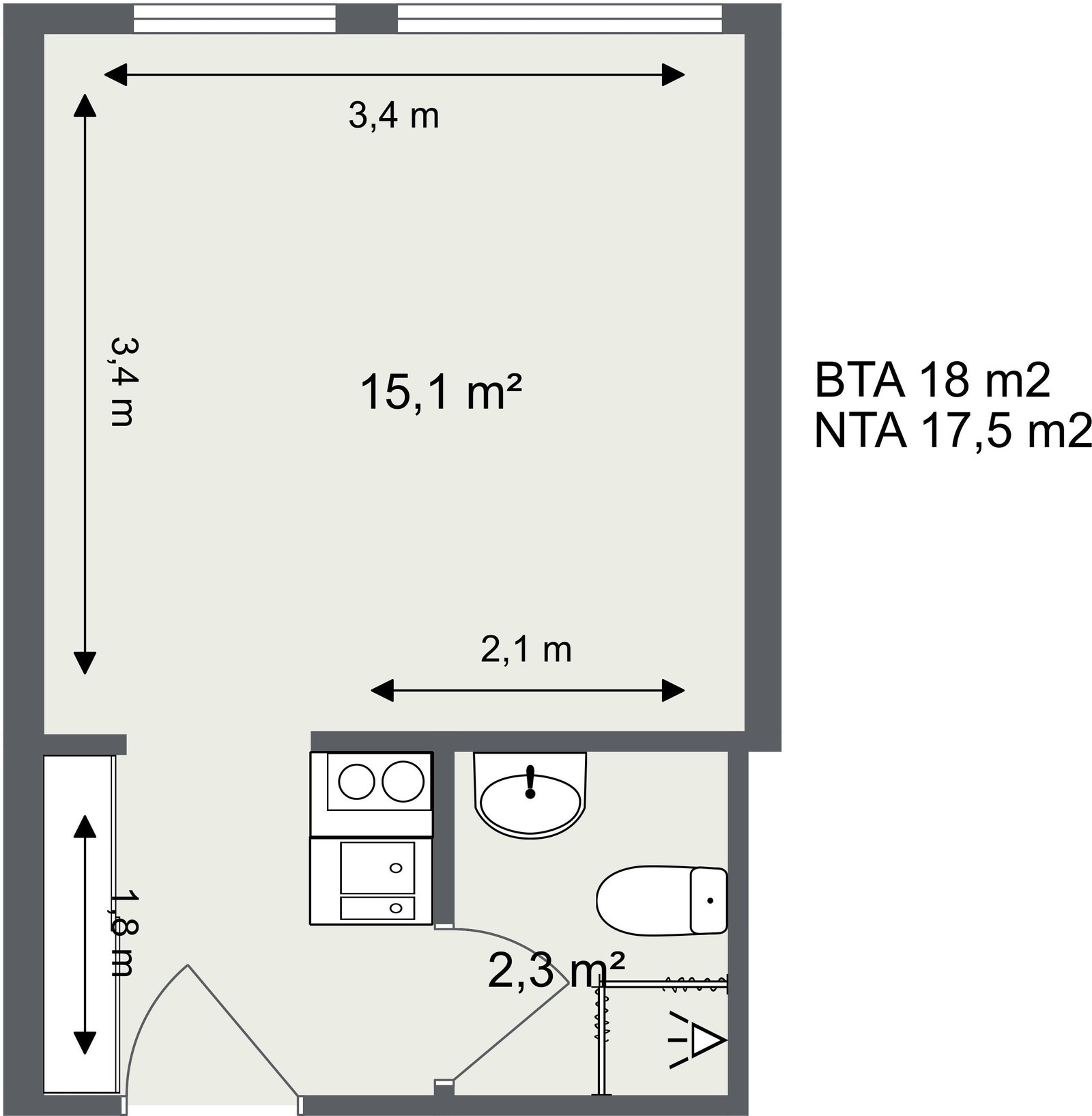Obs! Plantegning kan variere iht. plassering av bad/kjøkken speilvendt Galleribilde