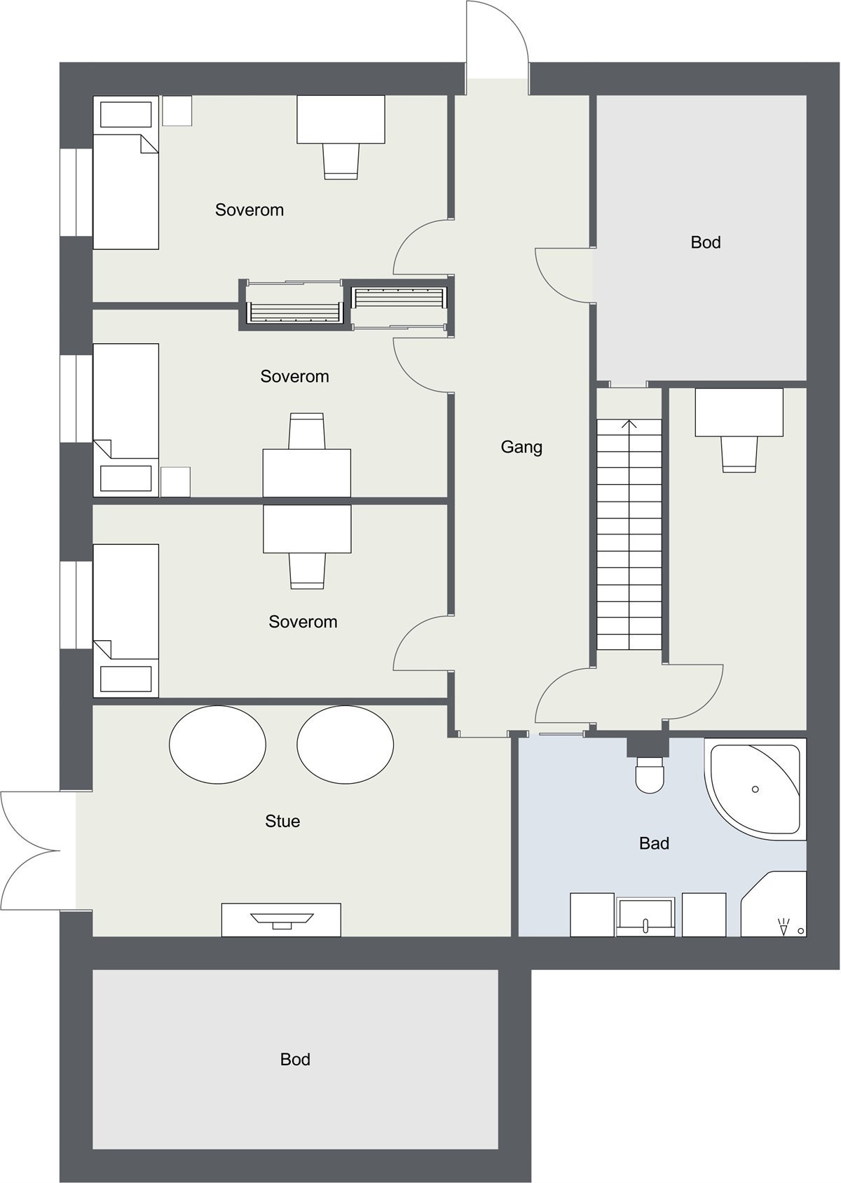 Plantegning underetasje Galleribilde