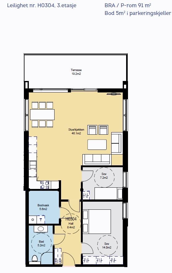 Plantegning leil 304 Galleribilde