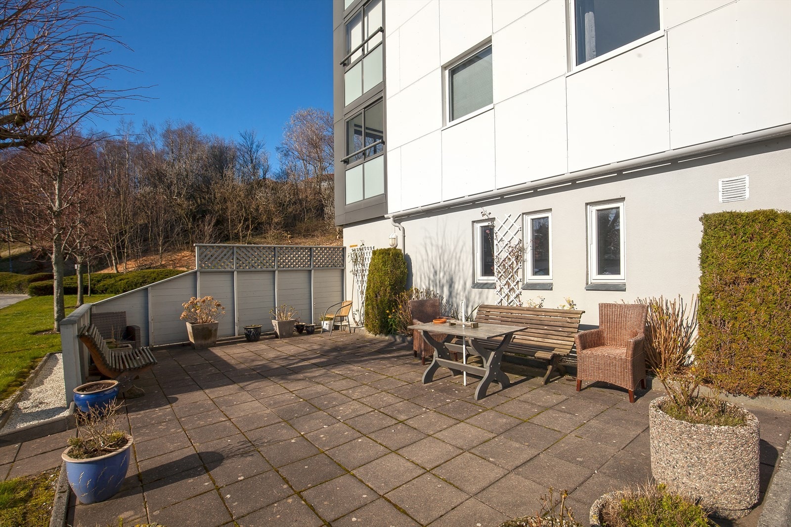 Flott opparbeidet felles uteområde for beboerne Galleribilde