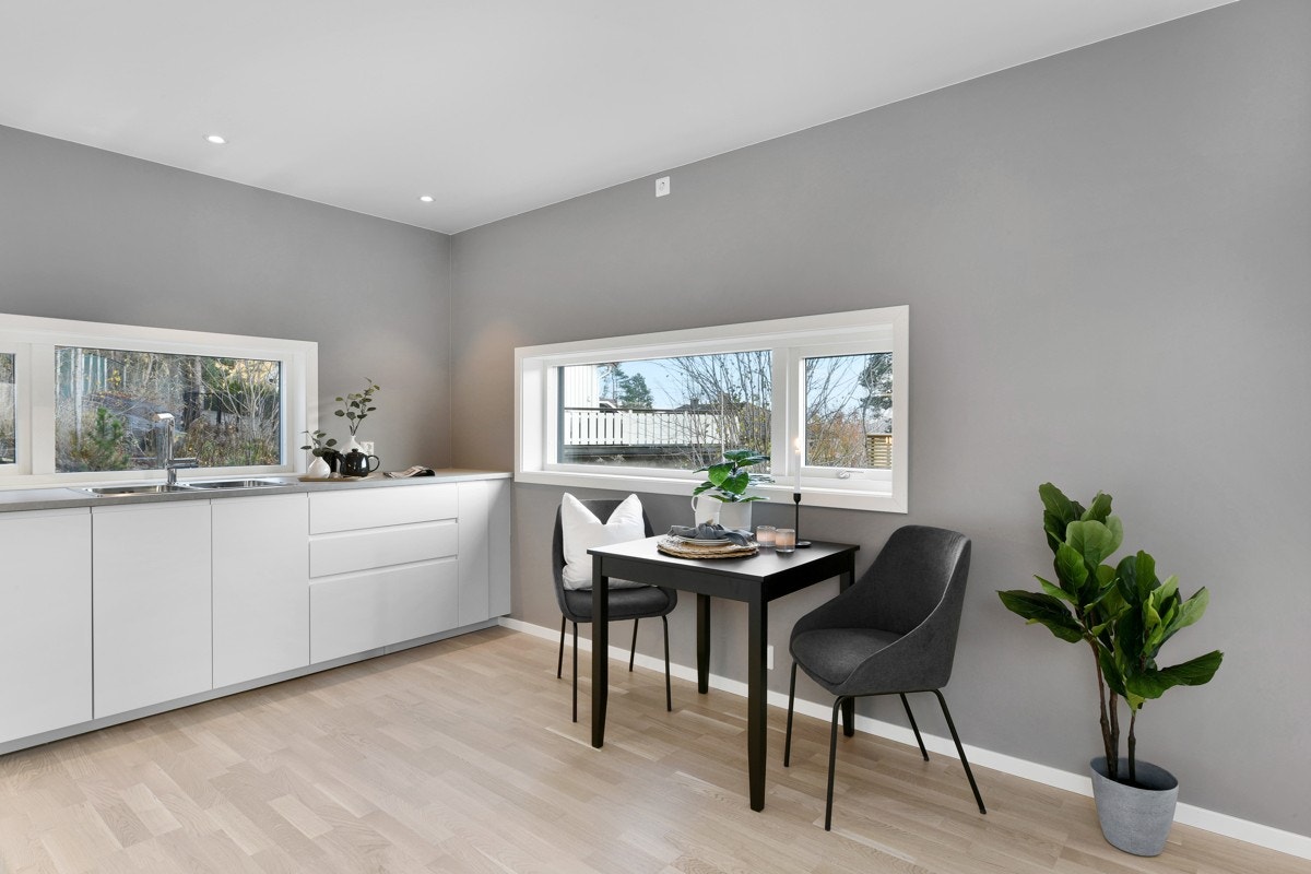 På kjøkkenet er det plass til en frokost plass. Galleribilde