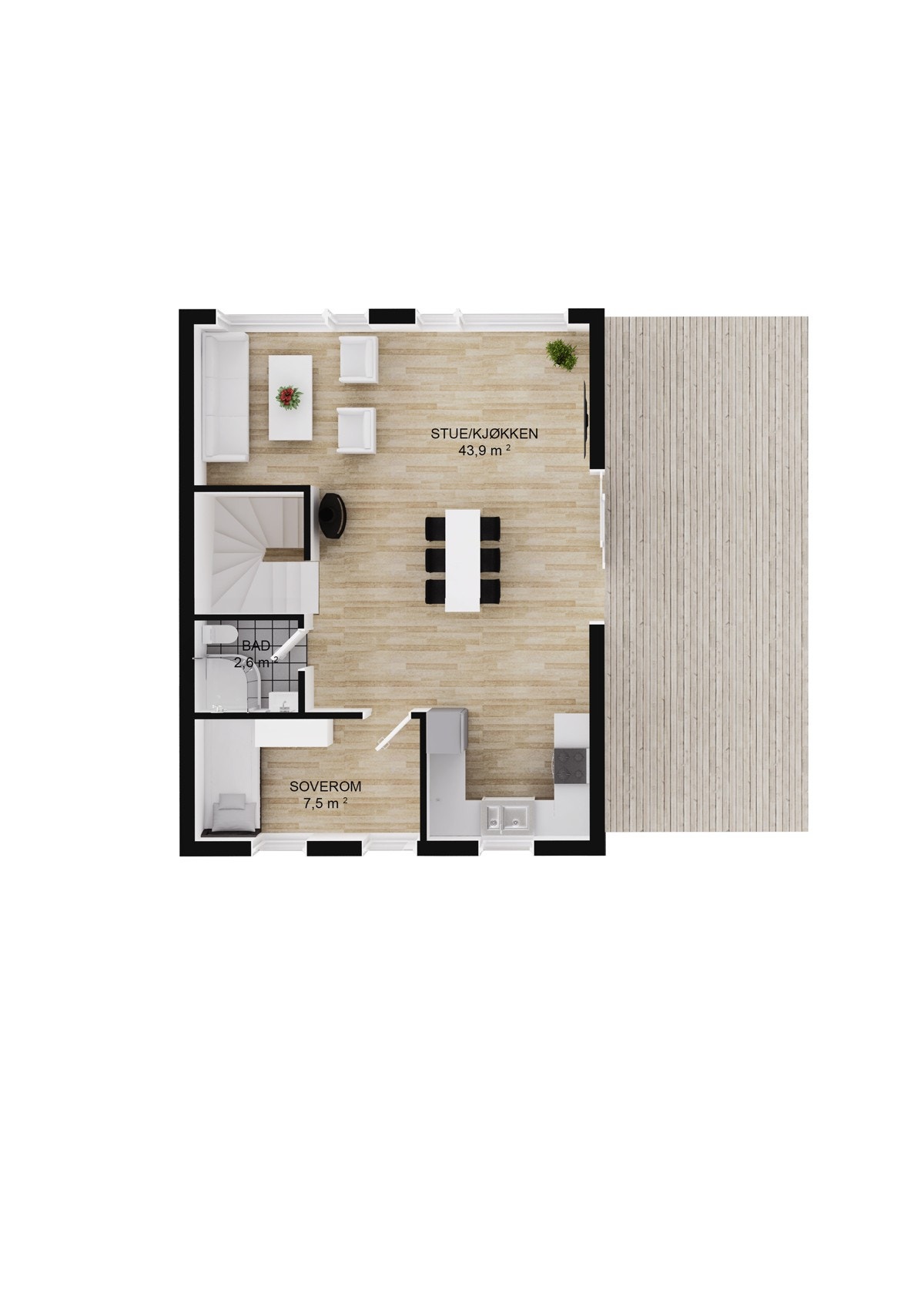 Romfordeling 2. etg. Galleribilde