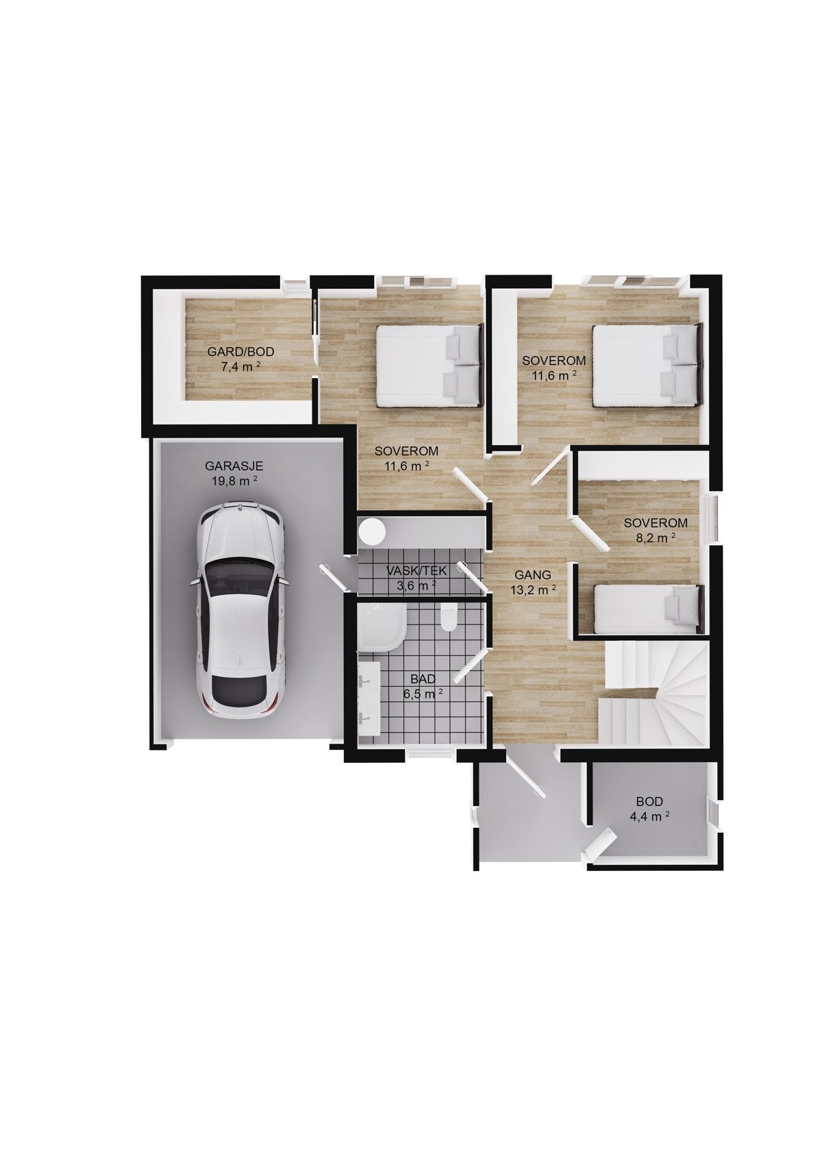 Romfordeling 1. etg Galleribilde
