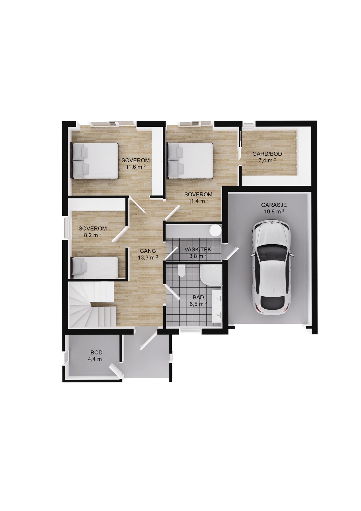 Romfordeling 1. etg. Galleribilde