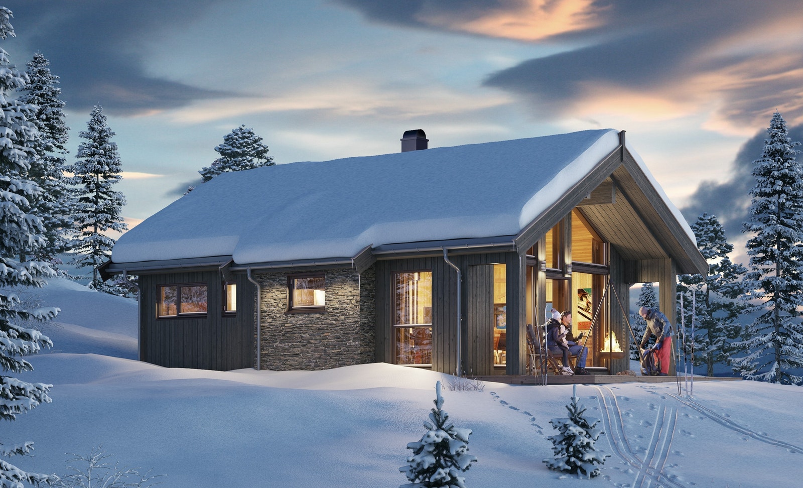 Illustrasjon vinter. Galleribilde