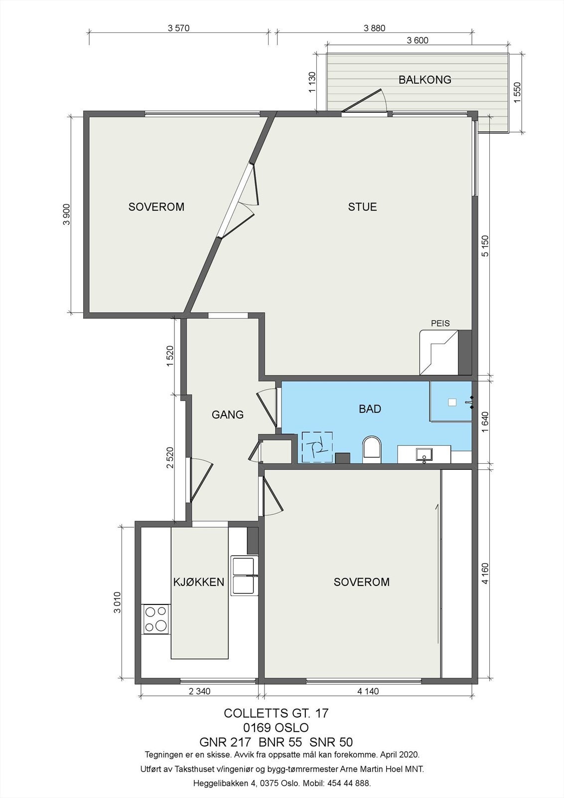 Plantegning leiligheten beliggende i en høy 1.Etasje Galleribilde