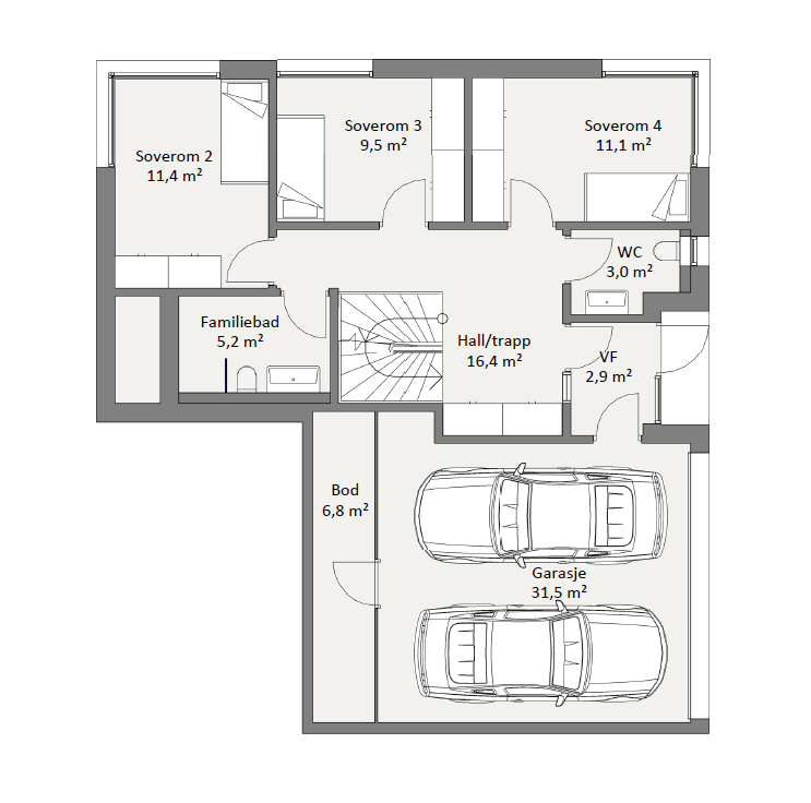 Plantegning 2. etasje Galleribilde