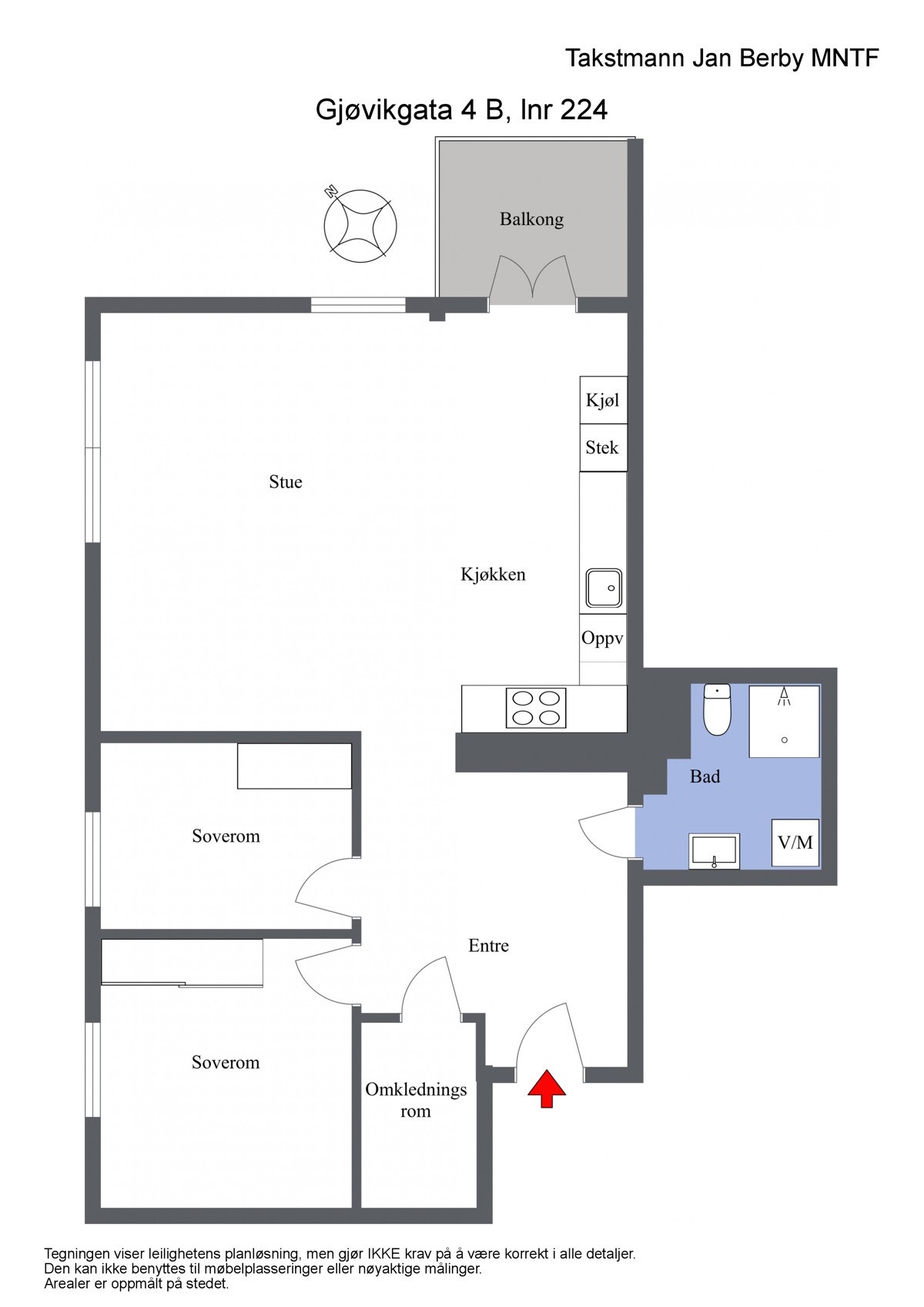 Plantegning Gjøvikgata 4 B, lnr 224 Galleribilde