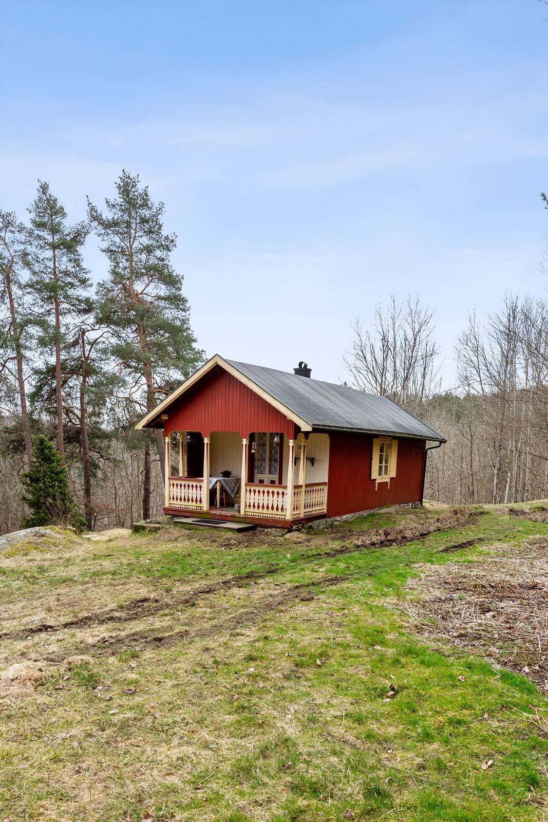 Hytta er beliggende nordøstvendt med normale lys- og solforhold, i landlige omgivelser. Galleribilde