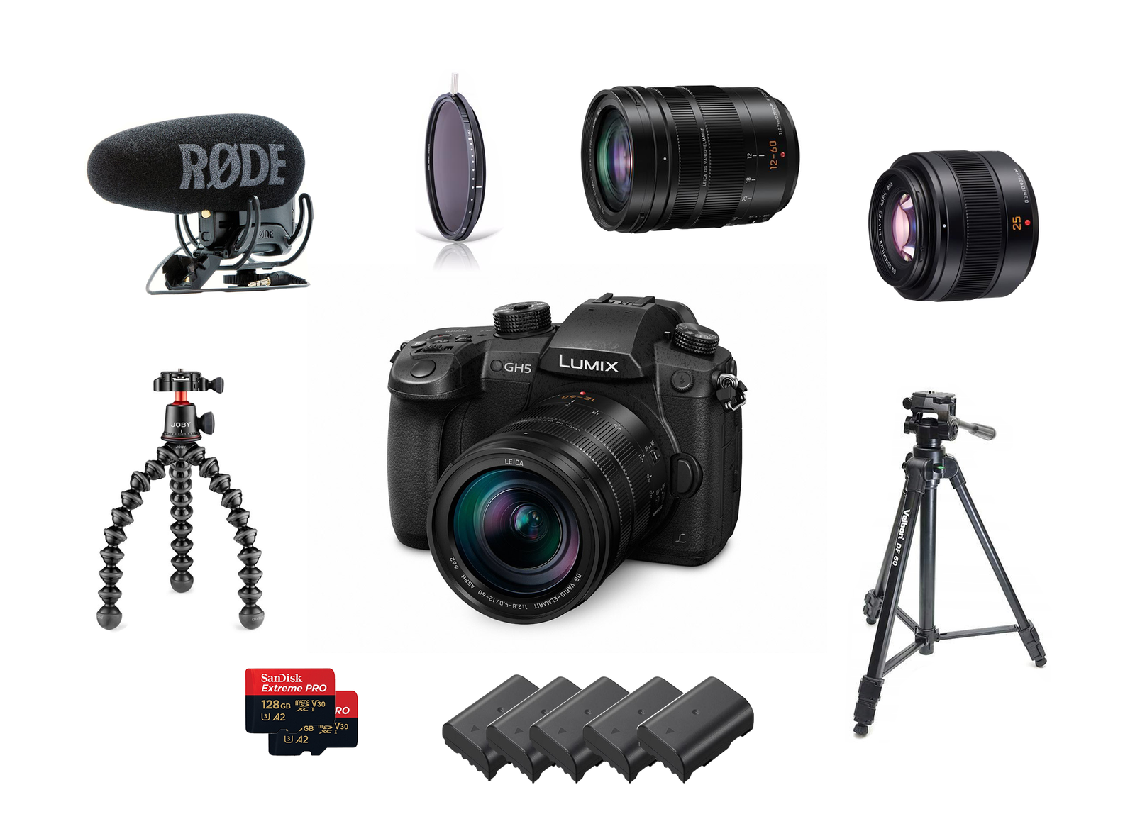 Panasonic Lumix GH5 komplett pakke med tilbehør leies ut Profesjonelt kamera pakke med alt du trenger Panasonic GH5